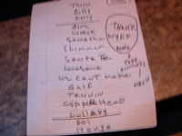 The set list with Todd & WBWC!